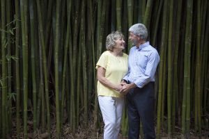 couple in front of bamboo