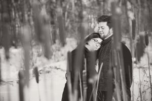 couple in snowy park