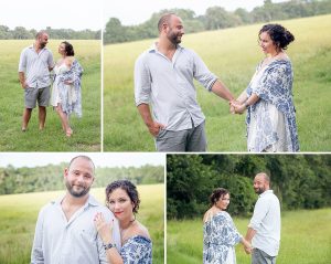 engagement photos with couple in woods