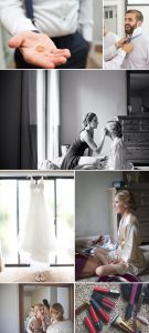 getting ready and wedding dress