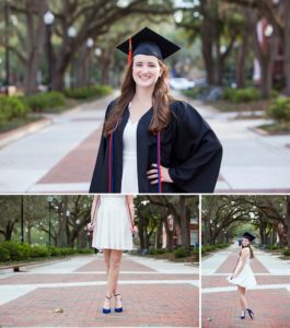 UF college graduate, graduation photos near UF library