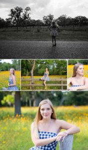 senior session in wild flowers