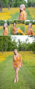 senior session in wild flowers