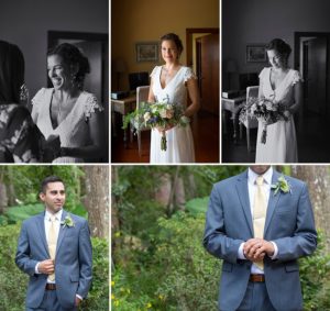 bride and groom getting ready