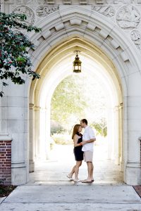 engaged couple on UF campus