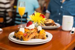 close up of served breakfast meal