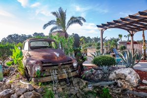 old truck fountain in nursery