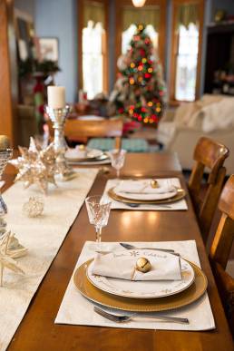 Holiday table setting in local bed and breakfast