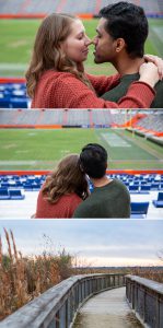 Engaged couple at UF stadium