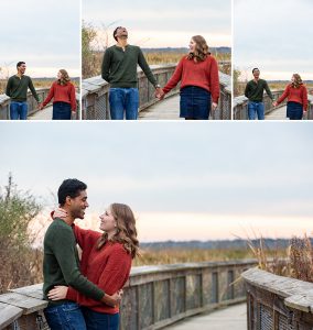 Engaged couple at sweetwater wetland preserve