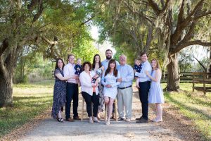 extended family portrait in coordinated clothing