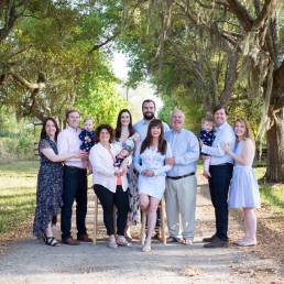 extended family portrait in coordinated clothing