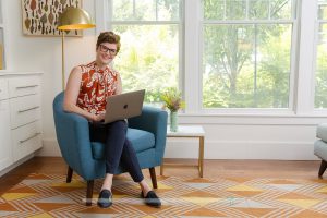 branding images of therapist in home office