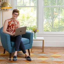 branding images of therapist in home office