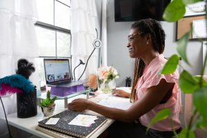 publisher at work in home office