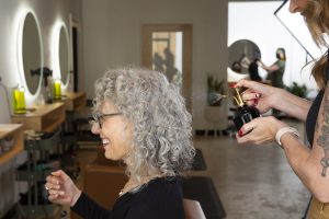 salon client in chair